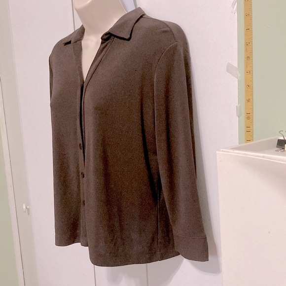 APOSTROPHE Petite Brown Light Sweater Shacket 3/4 Sleeves Womens Medium Petite - Picture 4 of 10